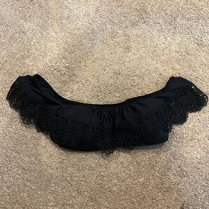 Hollister Off The Shoulder Black Bikini Top Lacey/Crochet